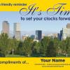#266 Spring Forward Time Change
Jumbo 8½" x 5½" only
This postcard design is
NOT AVAILABLE in a 4”x6” Layout
*Not In Denver? Change the image to any city at NO CHARGE.